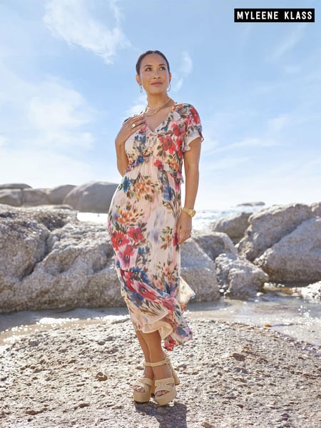 Myleene Klass Multi Printed Floral Frill Midi Dress (915121) | € 25