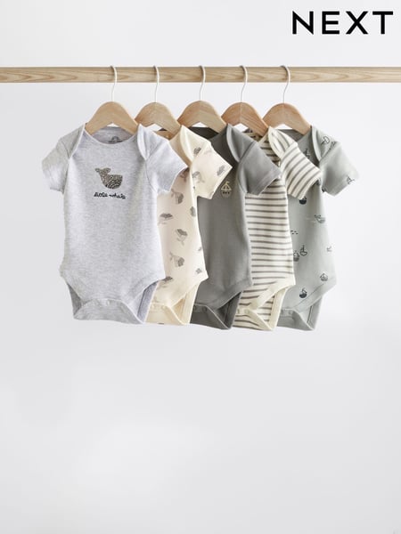Grey Whale Baby Short Sleeve Cotton Bodysuits 5 Pack (923754) | € 18 - € 19