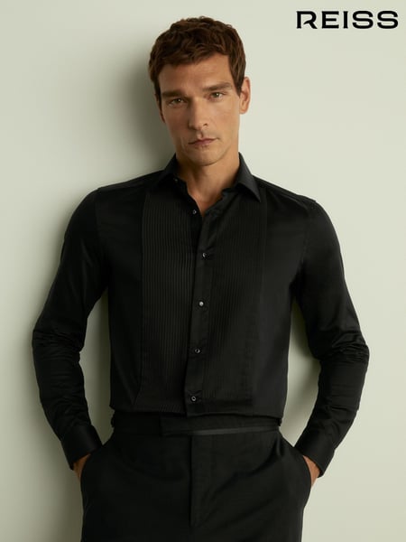 Reiss Black Marcel Slim Fit Slim Fit Cotton Marcella Tuxedo Shirt (924474) | € 184