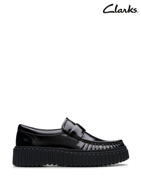 Clarks Black Patent Torhill Moccasin Shoes (925491) | € 78