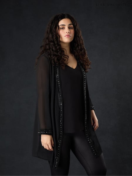 Live Unlimited Black Curve Embellished Chiffon Edge to Edge Jacket (925578) | € 139