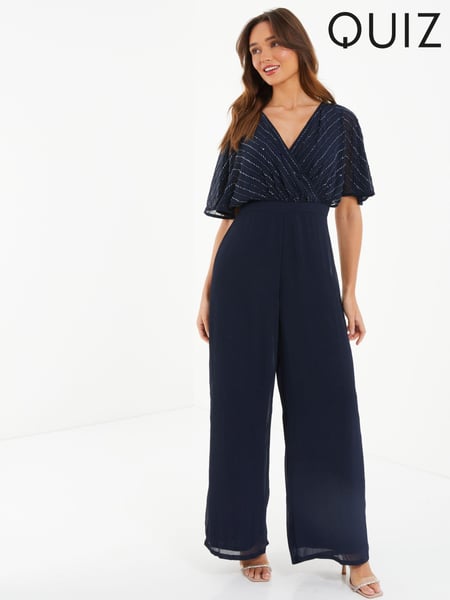Quiz Blue Sequin Angel Sleeve Chiffon Jumpsuit (926471) | € 50