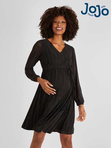 JoJo Maman Bébé Black Sparkle V-Neck Maternity Mini Dress (931142) | € 89