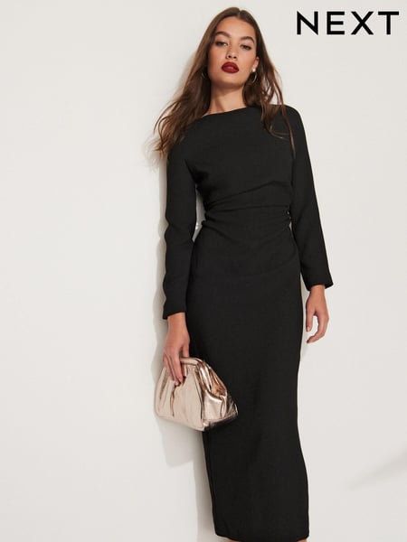 Black Column Gathered Midi Dress (934980) | € 23