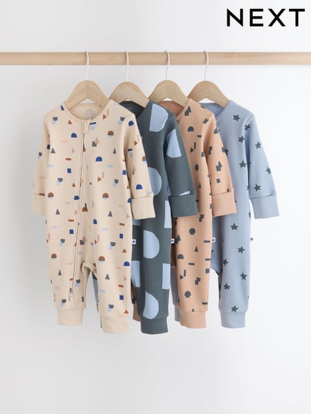 Blue Baby Printed Footless Sleepsuits 4 Pack (0mths-3yrs) (935713) | € 35 - € 38