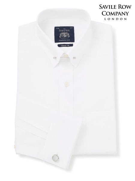 Savile Row Company Classic Fit Pin Collar Double Cuff 100% Cotton White Shirt (9392N2) | € 86