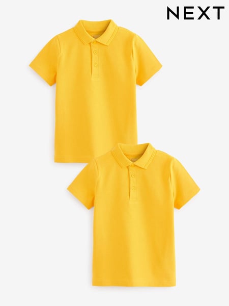 Yellow Regular Fit Cotton School Short Sleeve 100% Cotton Polo Shirts 2 Pack (3-16yrs) (939593) | € 9 - € 17