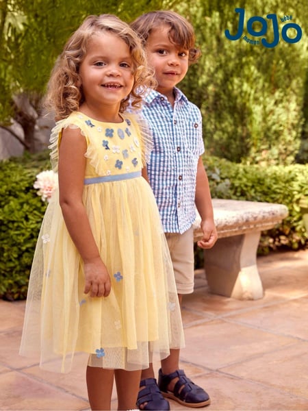 JoJo Maman Bébé Yellow Floral Tulle Pretty Party Dress (945504) | € 54