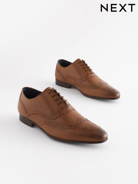 Tan Brown Standard Fit Leather Oxford Brogue Shoes (946570) | € 26