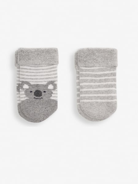 JoJo Maman Bébé Grey Koala 2-Pack Baby Socks (947332) | € 9