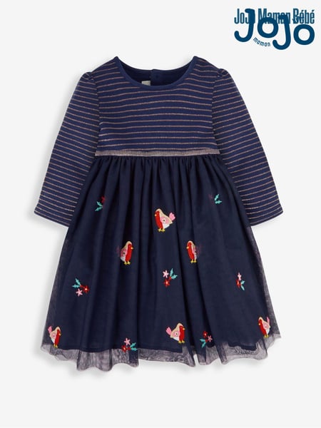 JoJo Maman Bébé Navy Girls' Robin Party Dress (948429) | € 57