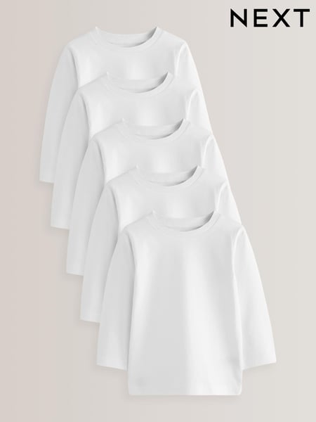 White 5 Pack Long Sleeve T-Shirts 2 Pack (3mths-7yrs) (948942) | € 27 - € 33