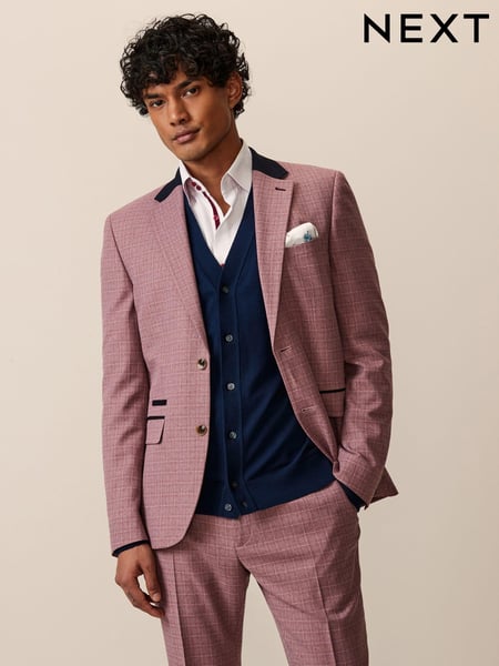 Pink Skinny Fit Check Suit Jacket (949086) | € 25
