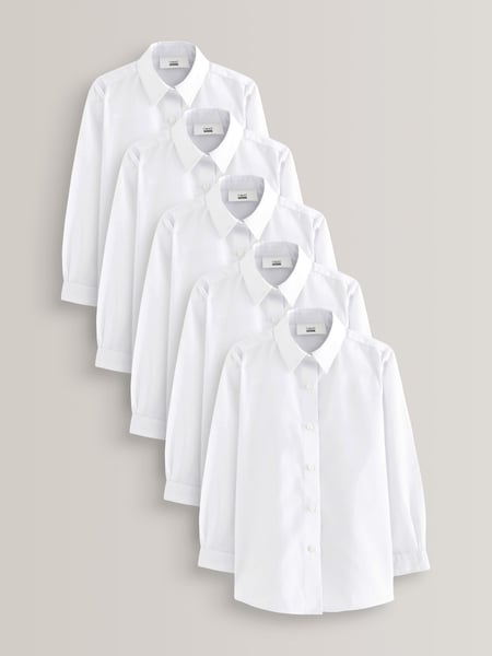 White Regular Fit 5 Pack Long Sleeve Formal School Shirts (3-18yrs) (949146) | € 34 - € 54