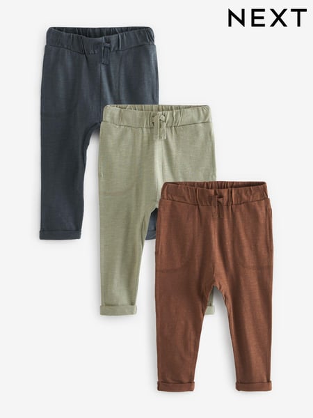 Sage Green 100% Cotton Lightweight Joggers 3 Pack (3mths-7yrs) (955241) | € 4 - € 6