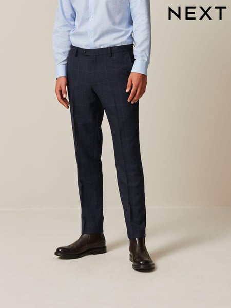 Navy Blue Prince of Wales Tailored fit Check Suit: Trousers (956431) | € 67
