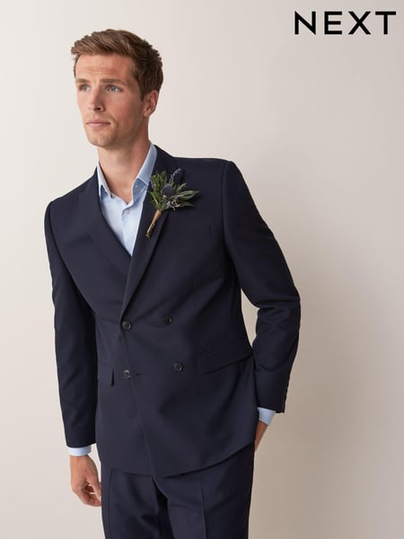 Navy Blue Double Breasted Suit Jacket (958503) | € 18