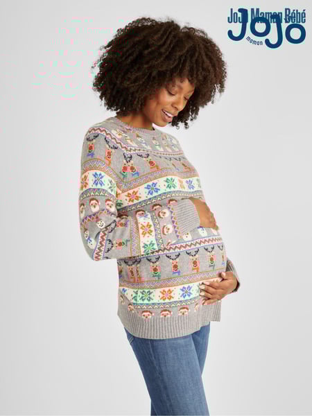 JoJo Maman Bébé Grey Christmas Fair Isle Pattern Jumper (958534) | € 63