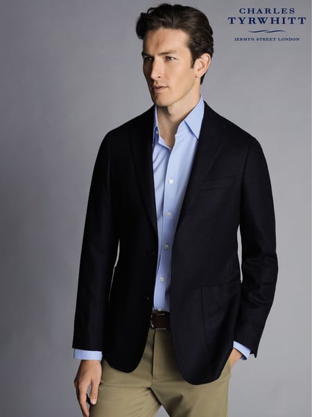 Charles Tyrwhitt Blue Twill Wool Unstructured Slim Fit Jacket (962538) | € 359