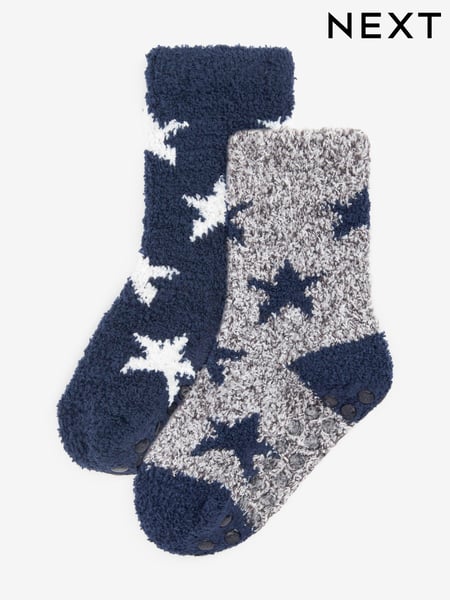 Navy Blue/Grey Stars Cosy Socks 2 Pack (963575) | € 10 - € 13