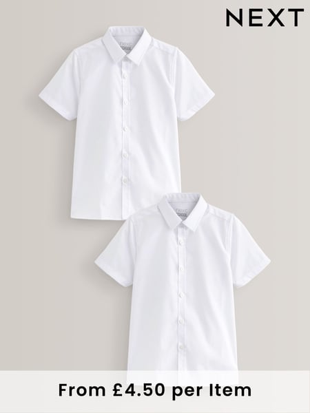 White 2 Pack Short Sleeve Stretch School Shirts (3-16yrs) (964556) | € 13 - € 21