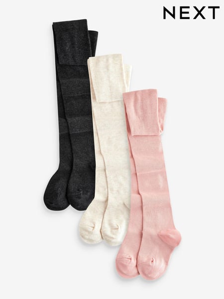 Pink Cream and Dark Grey 3 Pack Cotton Rich Tights (967036) | € 14 - € 21