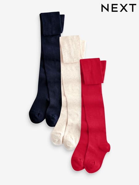 Red Navy Blue and Cream 3 Pack Cotton Rich Tights (967129) | € 14 - € 21