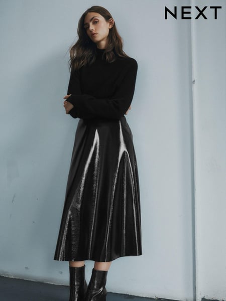 Black Premium High Shine Midi Skirt (967468) | € 19