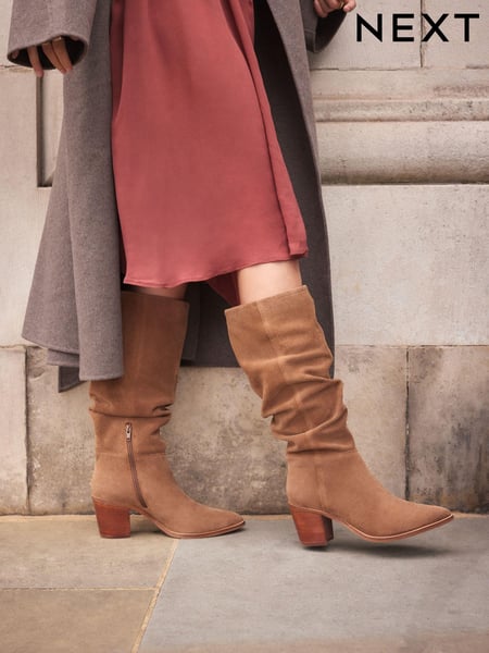 Hellbraun - Forever Comfort® Suede Knee High Slouch Boots (968853) | 130 €
