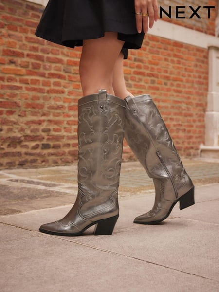 Pewter Forever Comfort® Stitched Knee High Western / Cowboy Boots (968876) | € 42
