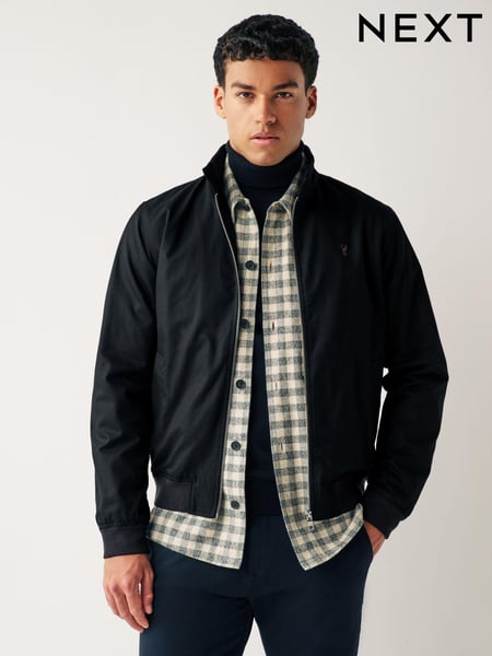 Black Shower Resistant Check Lining Harrington Jacket (970585) | € 87