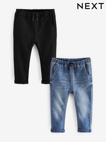 Blue Black Denim Supersoft Pull-On Jeans With Stretch 2 Pack (3mths-7yrs) (971111) | € 30 - € 35