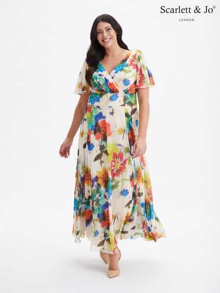 Scarlett & Jo Cream Multi Floral Isabelle Angel Sleeve Maxi Dress (972148) | € 67