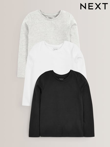 Monochrome Long Sleeve Basic T-Shirts 3 Pack (3-16yrs) (973312) | € 16 - € 24