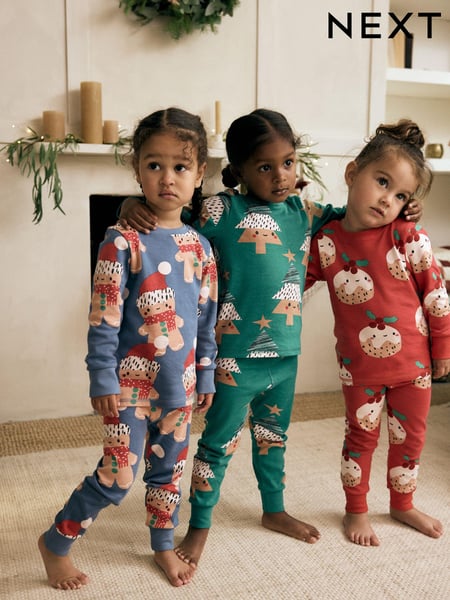 Red/Blue/Green Christmas 100% Cotton Snuggle Pyjamas 3 Pack (9mths-12yrs) (980506) | € 25 - € 33