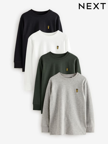 Black/White/Grey Long Sleeve Cosy T-Shirts 4 Pack (3-16yrs) (980777) | € 28 - € 37