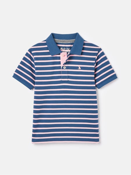 Joules Boys' Filbert Pink Striped Pique Cotton Polo Shirt (982436) | € 25 - € 28