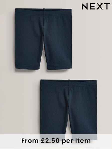 Navy Blue Regular Length 2 Pack Cotton Rich Stretch Cycle Shorts (3-16yrs) (985115) | € 7 - € 14
