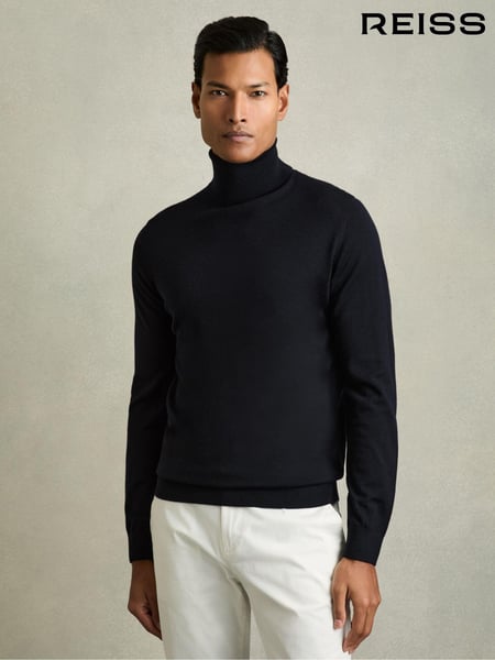 Reiss Navy Caine Slim Fit Merino Wool Roll Neck Jumper (986266) | € 153