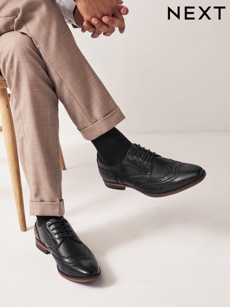 Black Texture Detail Double Wing Brogue Shoes (989971) | € 57