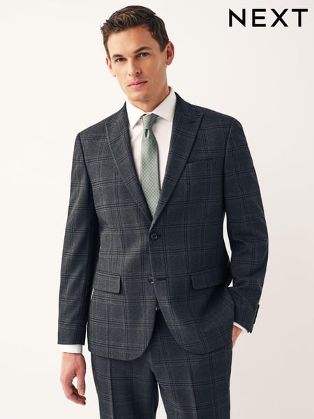 Charcoal Grey Regular Fit Check Suit:Jacket (992415) | € 62
