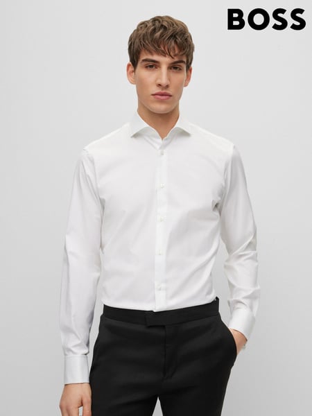BOSS White Regular Fit Double Cuff Long Sleeve Shirt (993815) | € 77