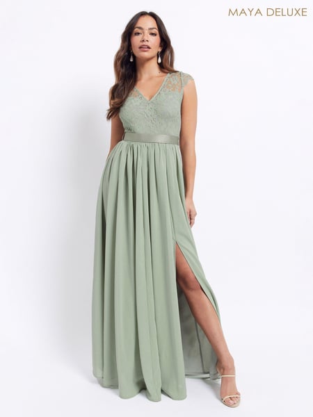 Maya Green Chiffon Lace Bridesmaid Dress (997243) | € 58