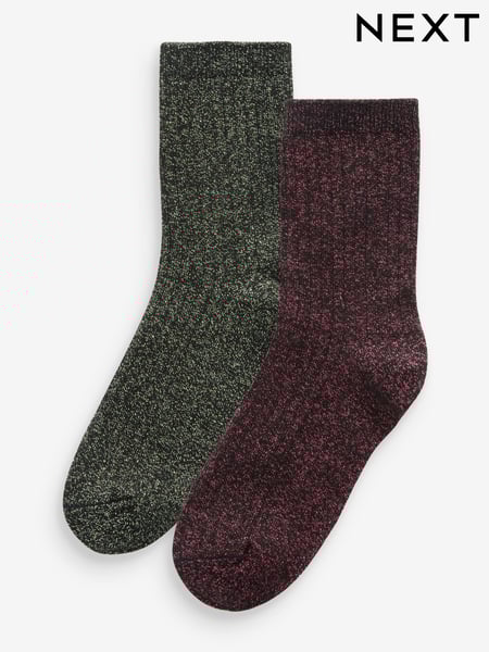 Pink and Green Cotton Rich Sparkle Ankle Socks 2 Pack (998610) | € 5 - € 6