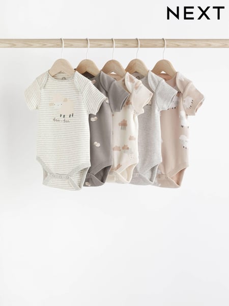 Grey Sheep Short Sleeve 100% Cotton Baby Bodysuits 5 Pack (998963) | € 16 - € 18