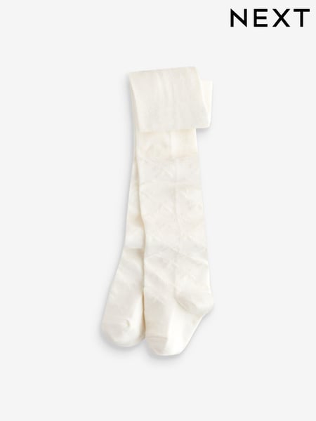 Cream Cotton Rich Textured Bow Tights (999087) | € 6 - € 7
