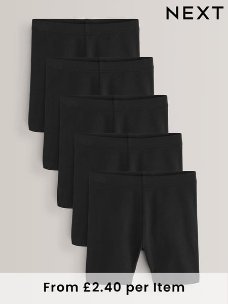 Black Regular Length 5 Pack Cotton Rich Stretch Cycle Shorts (3-16yrs) (A05641) | € 17 - € 31
