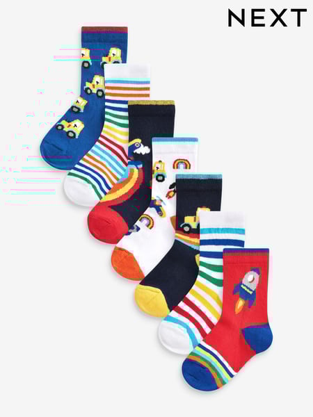 Rainbow Stripe Transport Cotton Rich Socks 7 Pack (A12497) | € 13 - € 16