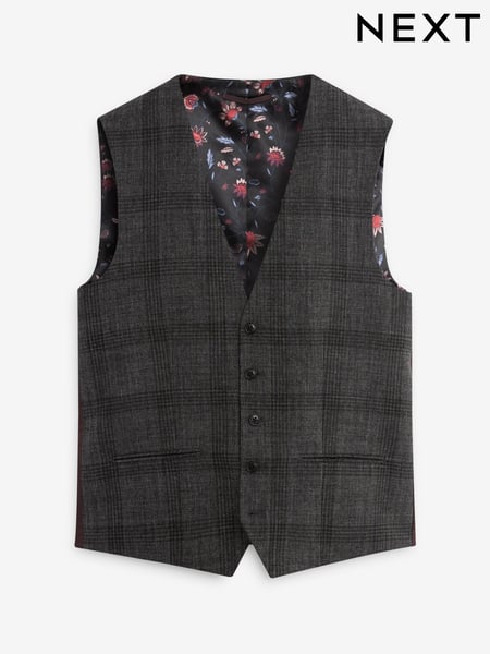 Charcoal Grey Check Suit Waistcoat (A13712) | € 13