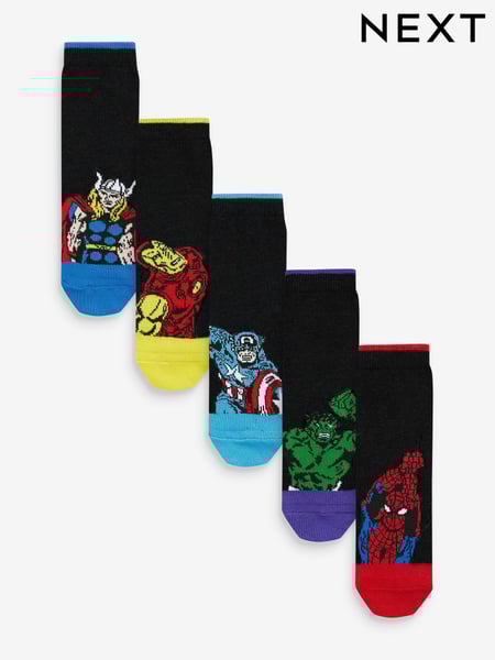 Black Marvel Avengers 5 Pack Cotton Rich Socks (A14396) | € 11 - € 13